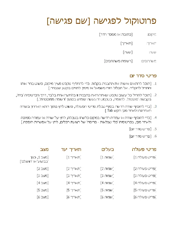 פרוטוקול פגישה (פשוט) modern simple