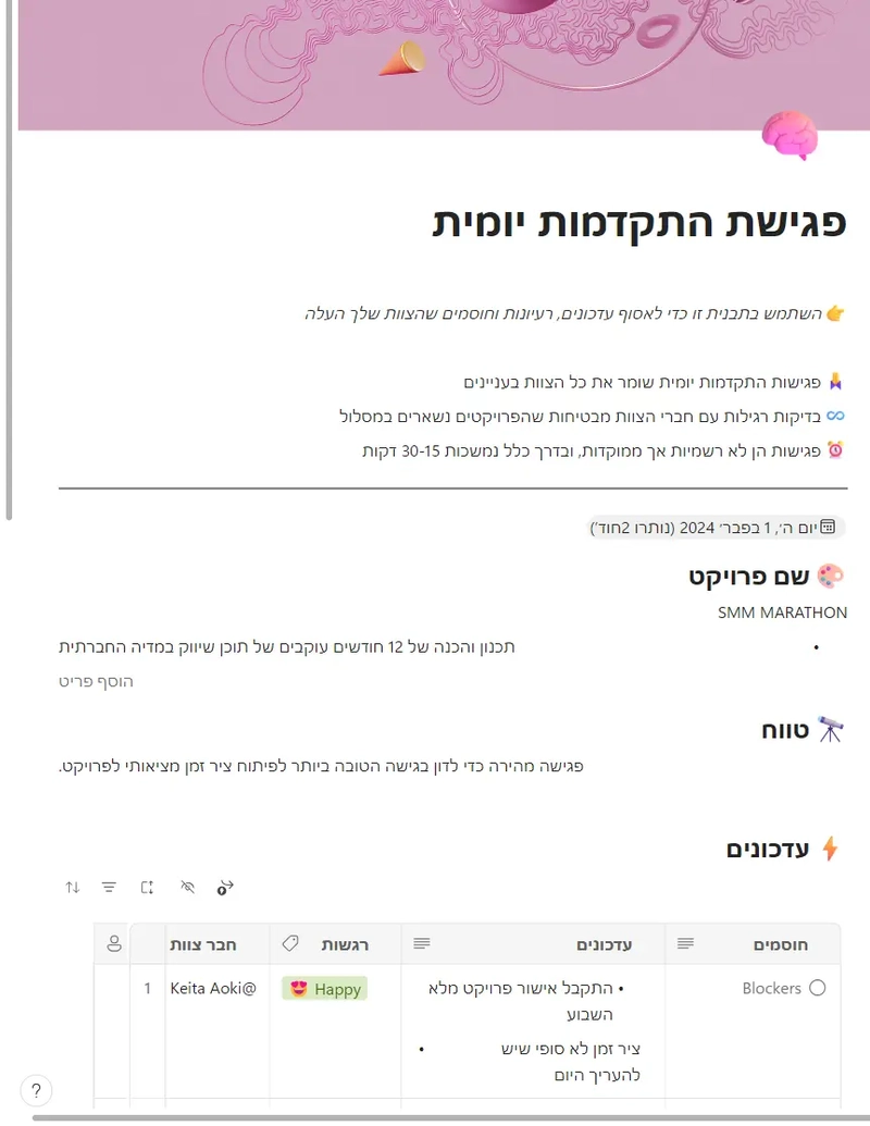 פגישת התקדמות יומית