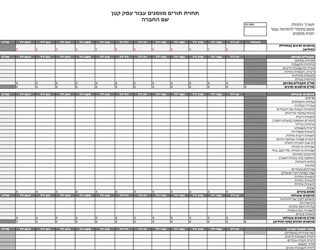 תחזית תזרים מזומנים עבור עסק קטן