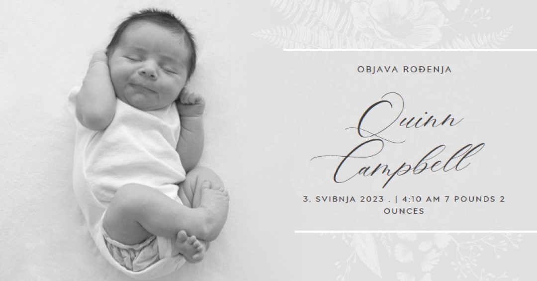 Objava rođenja gray modern-simple