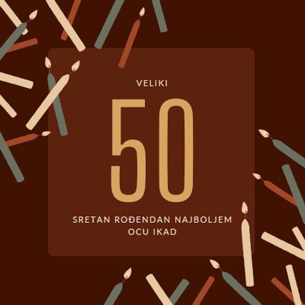 Sretan 50. rođendan brown modern-simple