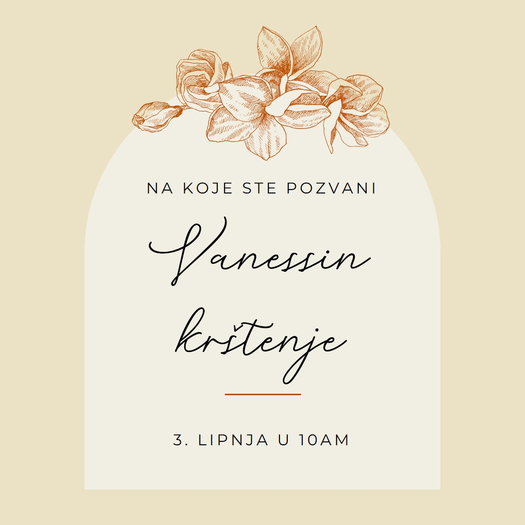 Pozivnica za krštenje yellow vintage-botanical