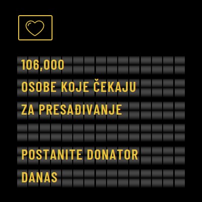 Postanite donator orgulje danas black modern-bold