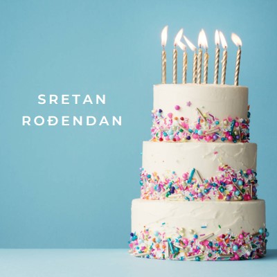 Sretna rođendanska torta blue modern-simple