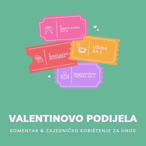 Valentinovo podijela green bright,playful,tickets,retro,shape,overlapping