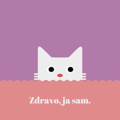 Oh, zdravo. red cute,simple,cat,neutral,bright,fun