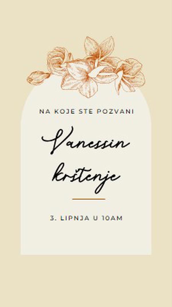 Pozivnica za krštenje yellow vintage-botanical