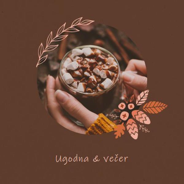 Topla i ugodna večer brown modern,simple,frame,botanical,handwriting,