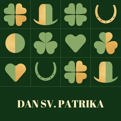 Simbolički Dan sv. Patrika green elegant,geometric,pattern,grid,minimal,duotone
