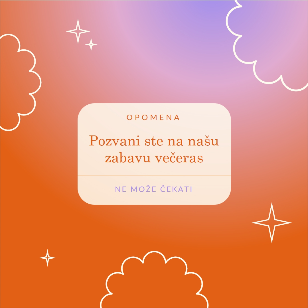 Doрi na naљu zabavu veиeras. red gradient,bold,sparkle