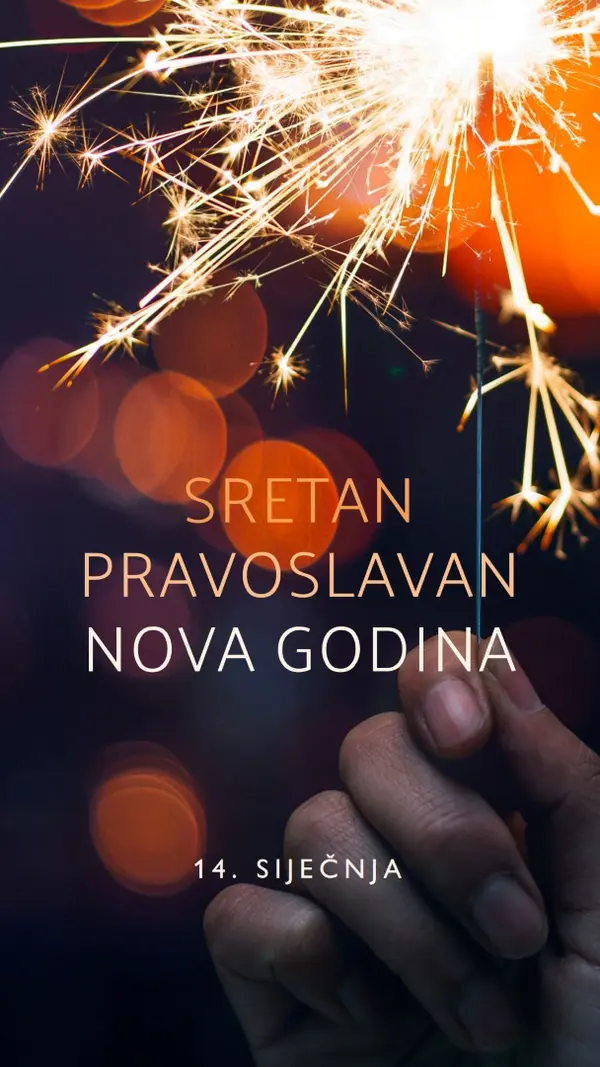 Sretna pravoslavna Nova godina black modern-simple