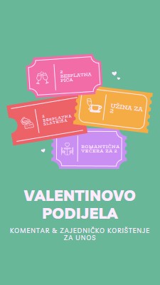 Valentinovo podijela green bright,playful,tickets,retro,shape,overlapping