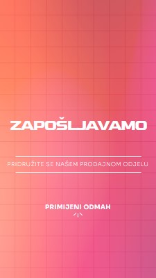 Zapošljavamo - pridružite nam se! pink simple,bold,gradient,grid,minimal,bright