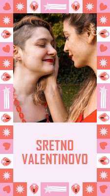 Sretno Valentinovo pink maximalist,fun,frame,photo,pattern,shapes