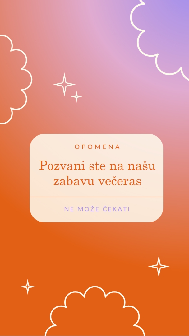 Doрi na naљu zabavu veиeras. red gradient,bold,sparkle