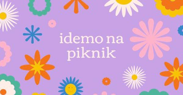 Idemo na piknik purple retro,playful,graphic,floral,bright