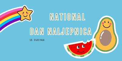 Sretan dan nacionalnih naljepnica blue whimsical-color-block