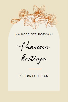 Pozivnica za krštenje yellow vintage-botanical