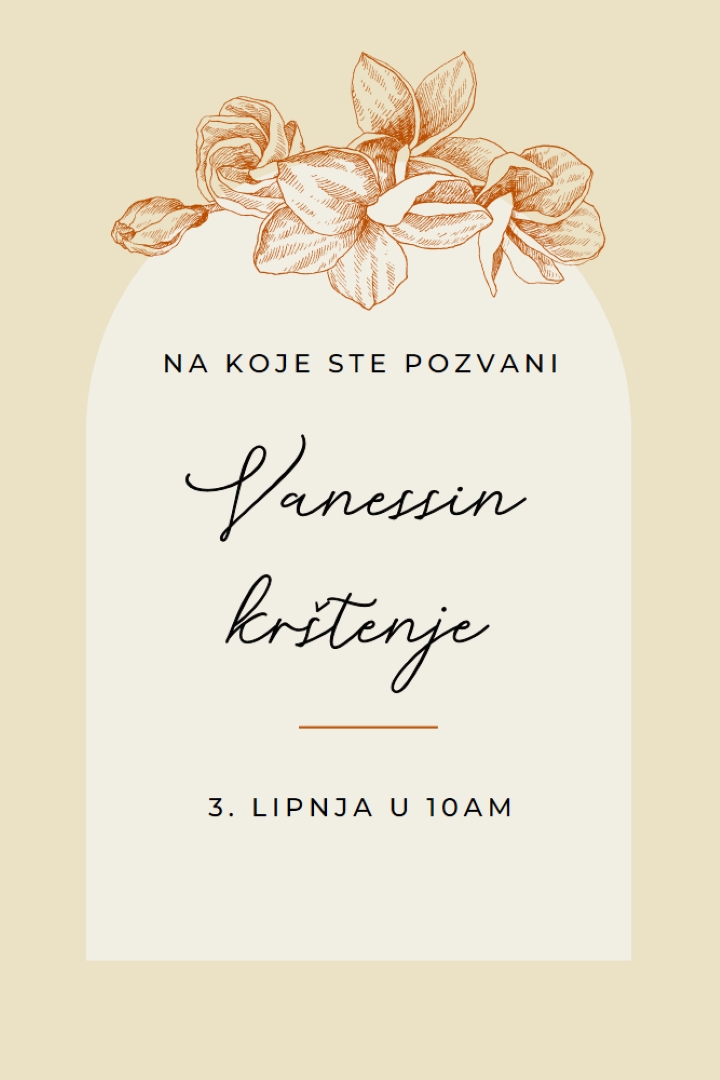 Pozivnica za krštenje yellow vintage-botanical