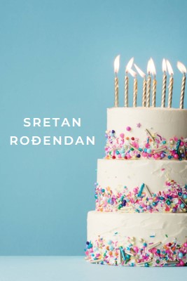 Sretna rođendanska torta blue modern-simple