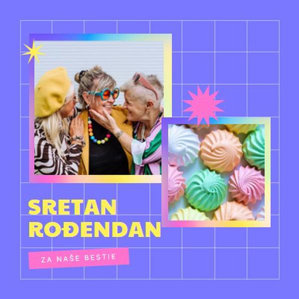 Sretan rođendan, bestie purple bold,bright,geometric