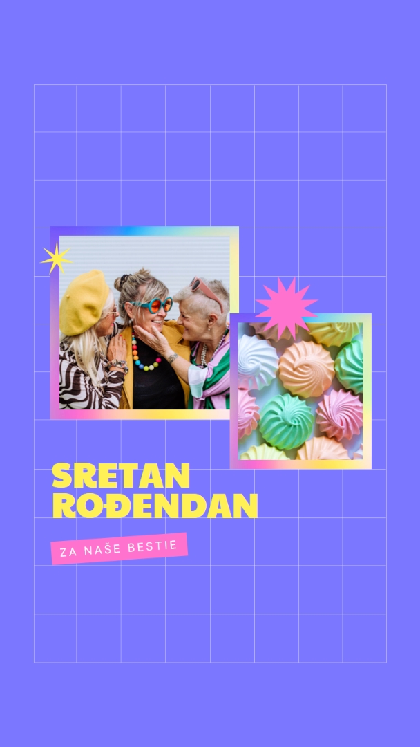 Sretan rođendan, bestie purple bold,bright,geometric