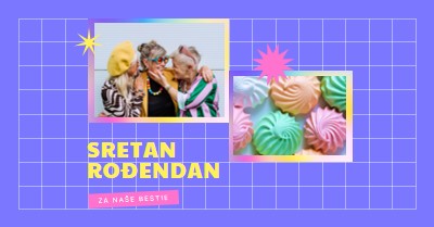 Sretan rođendan, bestie purple bold,bright,geometric