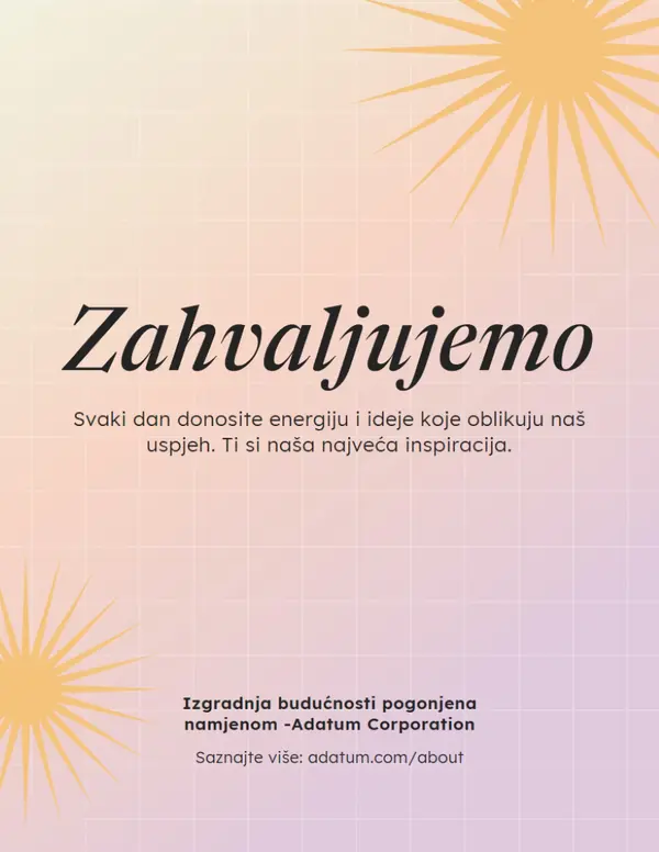 Moderni retro hvala letak pink modern,gradient,grid,star-burst