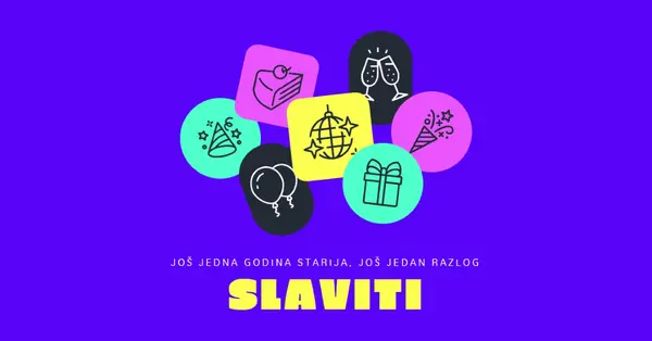 Evo još jednog rođendana! blue bold,bright,geometric