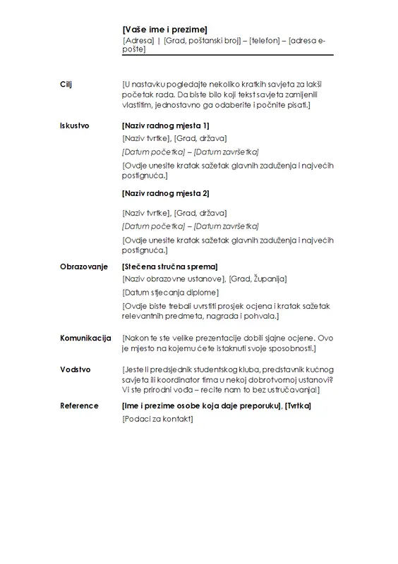 Kronološki životopis (minimalistički dizajn) modern simple