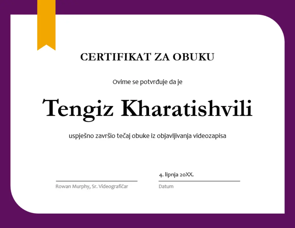 Certifikat za obuku purple modern-simple