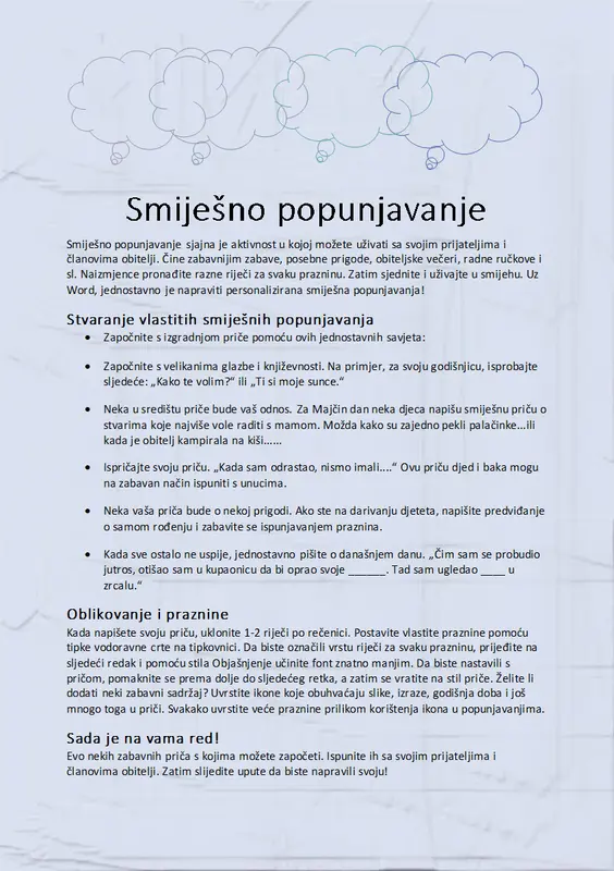 Dopuni smiješnu priču modern simple