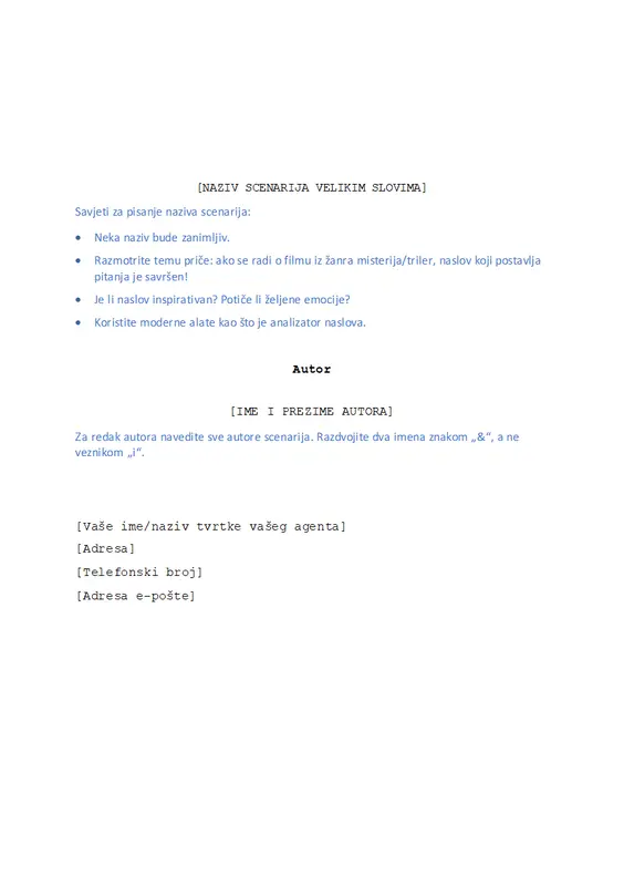 Napišite scenarij