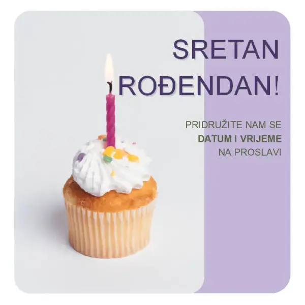 Pozivnica za rođendan (s torticom) purple modern-simple