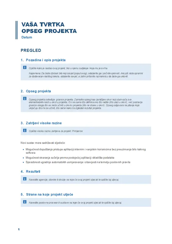 Opseg projekta modern simple