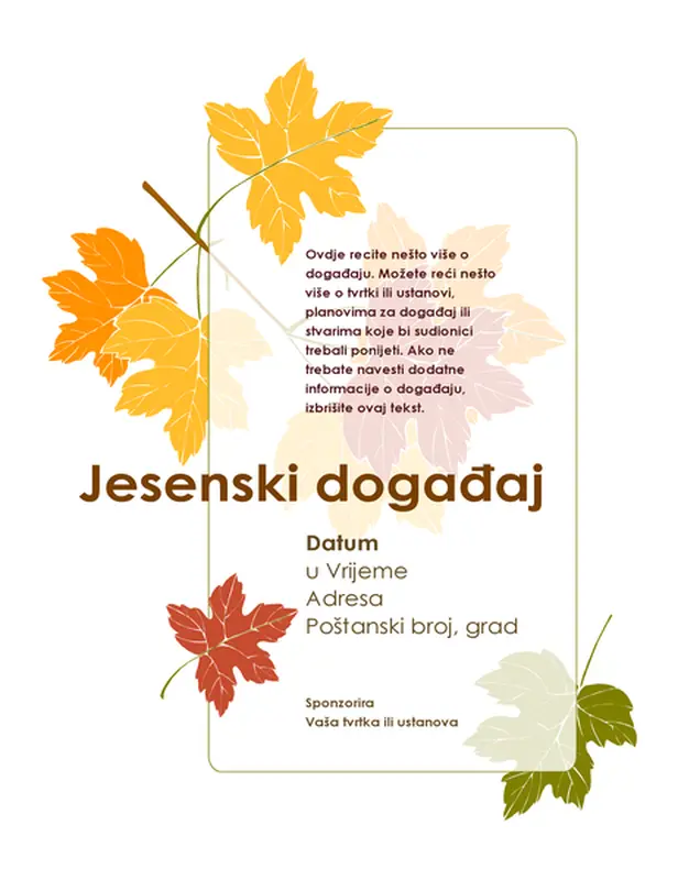 Letak za događaj s temom jeseni (s lišćem)