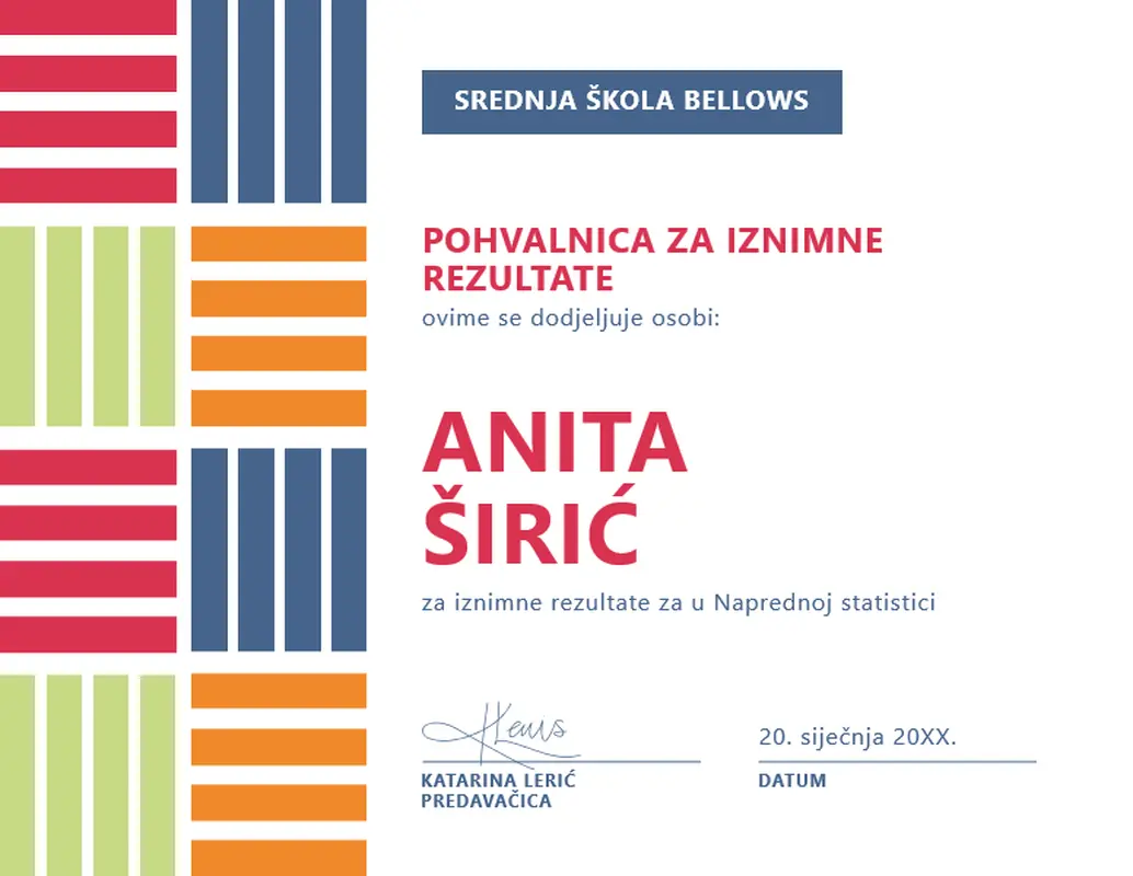 Pohvalnica za iznimne rezultate u bloku boja modern-color-block