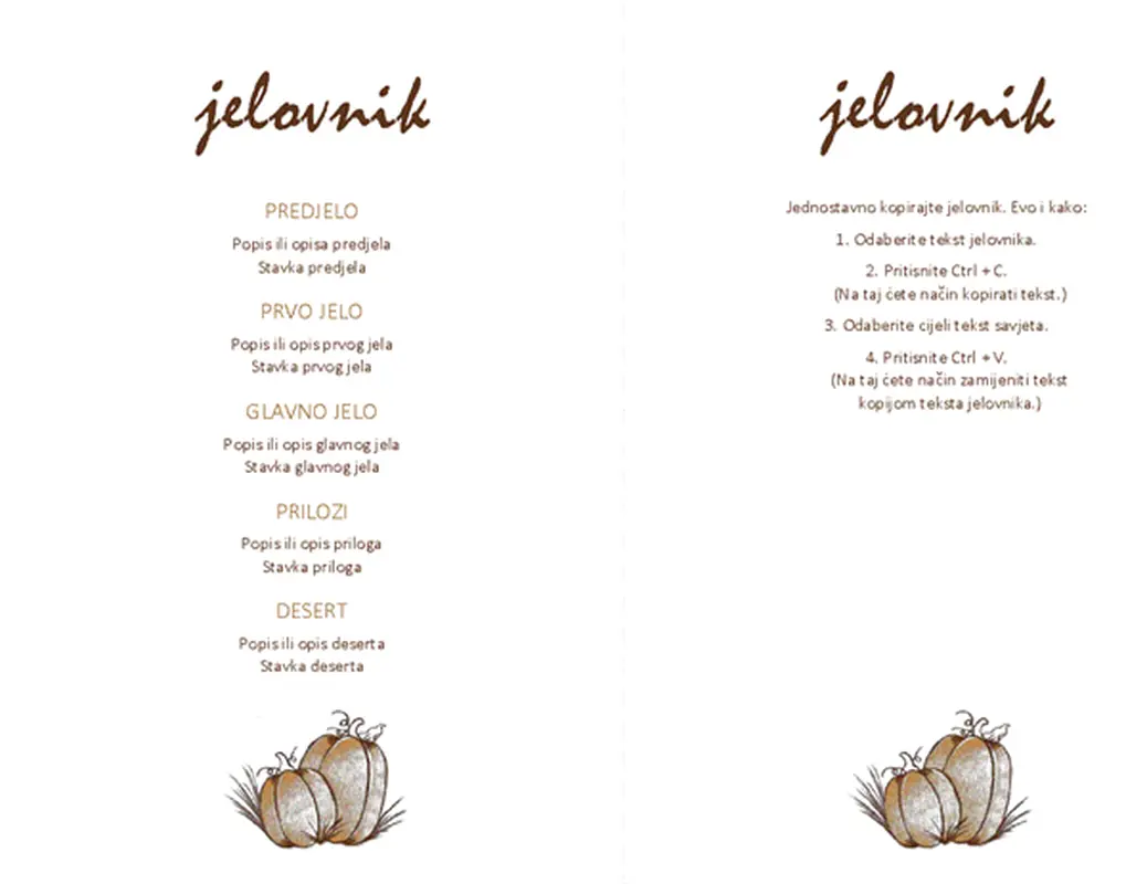 Jelovnik za Dan zahvalnosti