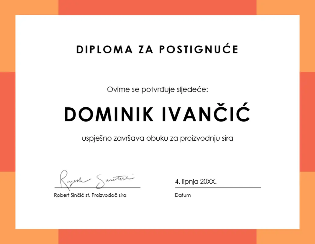 Diploma za postignuće s trakom u boji