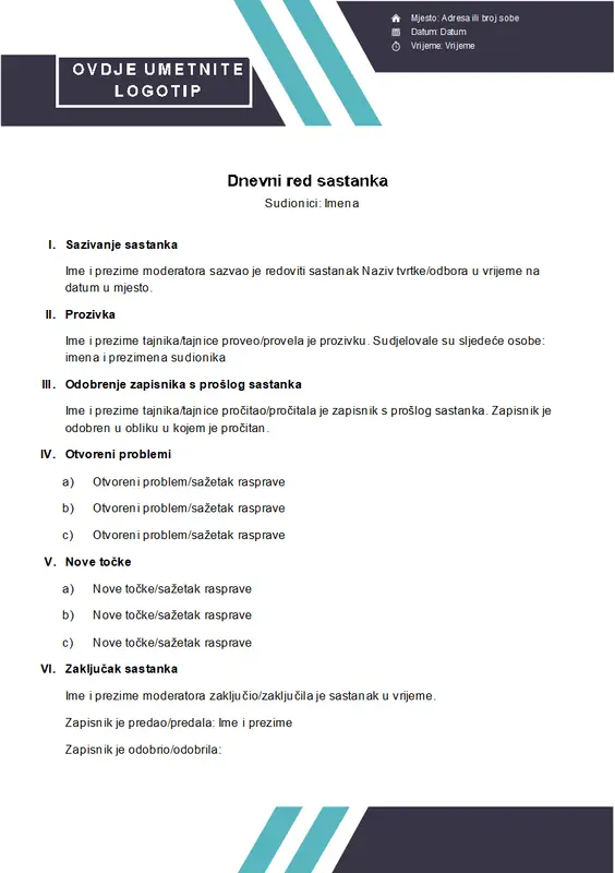 Dnevni red s dvije pruge