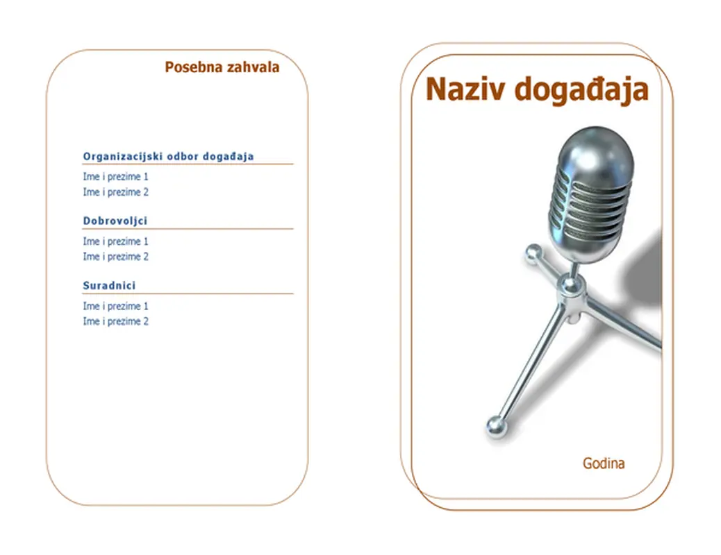 Program događaja (presavija se napola)