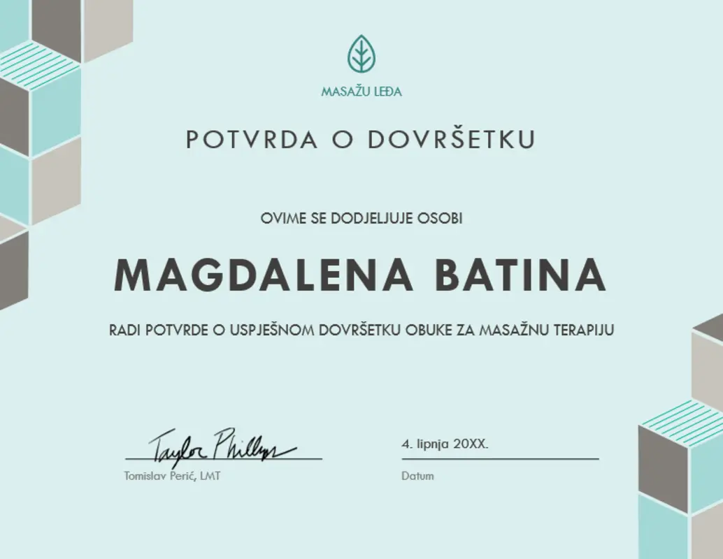 Potvrda o dovršetku blue modern-geometric