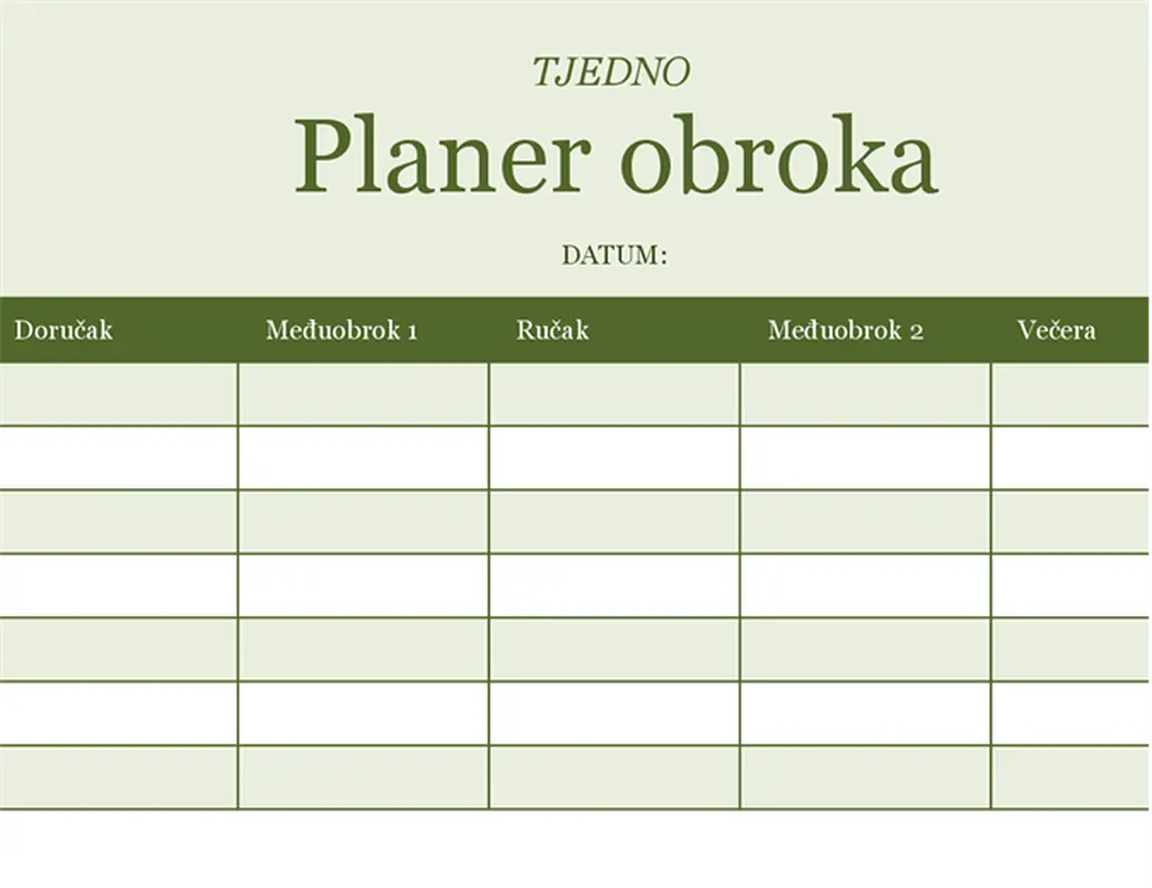 Tjedni planer obroka modern-simple