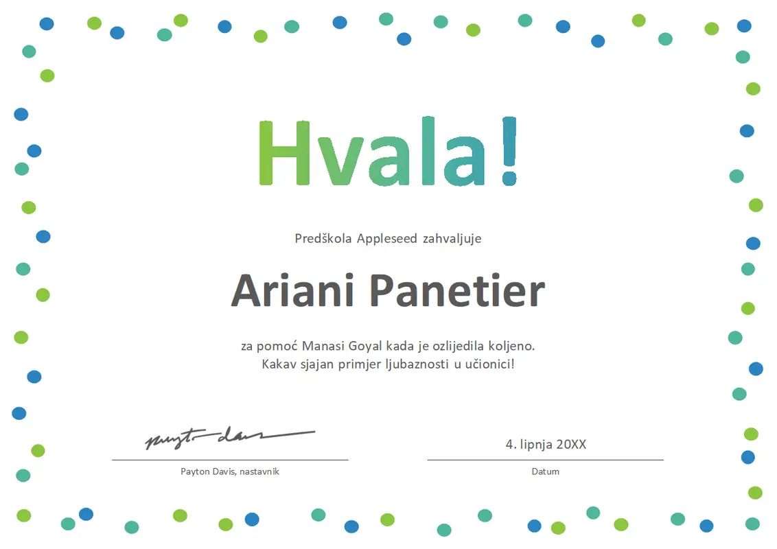 Pohvalnica s konfetama  modern-simple