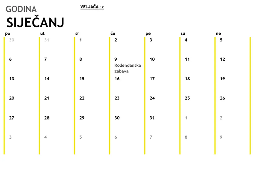 12-mjesečni kalendar modern-simple