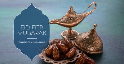 Íd al-Fitr Mubarak önnek és a sajátjainak blue organic-boho