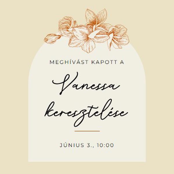 Keresztelő meghívása yellow vintage-botanical