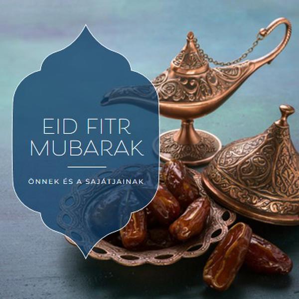 Íd al-Fitr Mubarak önnek és a sajátjainak blue organic-boho