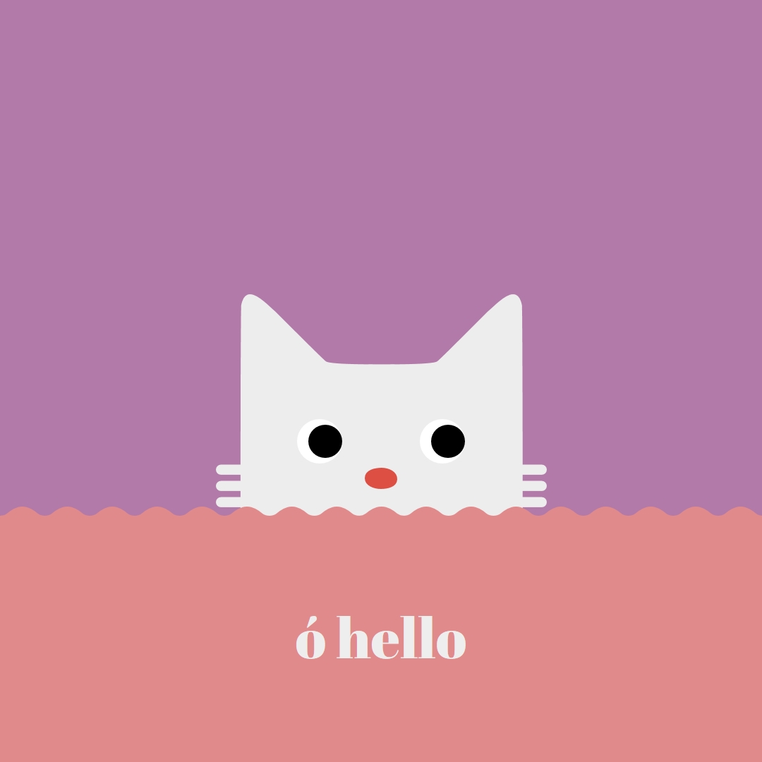 Ó, hello red cute,simple,cat,neutral,bright,fun