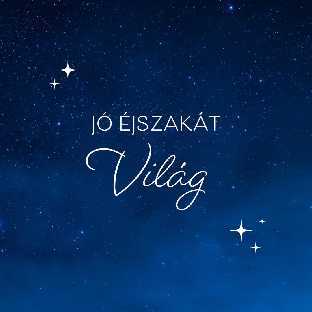 Jó éjszakai világ blue modern,simple,typographic,whimsical,motif,
